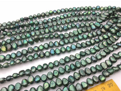 AA 7-8mm Green color two hole nugget freshwater pearls,full strand,LM7-2A-25