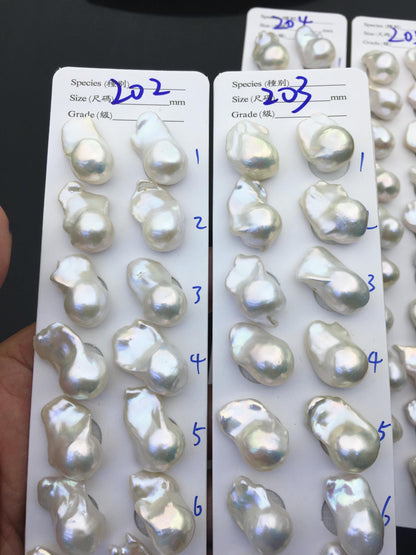 AAA 13-15x18-22mm White Flame ball Pearl Pairs - large Baroque freshwater pearl pairs,top half hole,FL15-3A-8-78