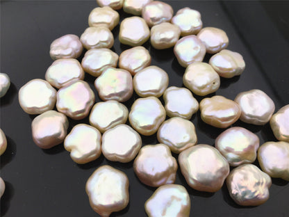 Rare!AAA 13-14mm Wite/Pink THICK Flower White Pearl,Freshwater pearl Butterfly, for your design,Cultured Pearls Maggie Designs,ZS-17-15