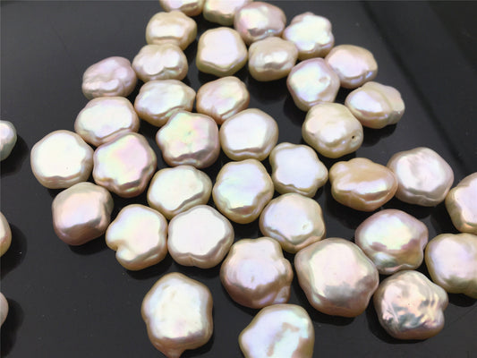 Rare!AAA 13-14mm Wite/Pink THICK Flower White Pearl,Freshwater pearl Butterfly, for your design,Cultured Pearls Maggie Designs,ZS-17-15