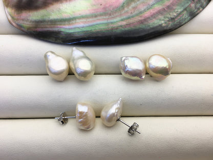 2 pairs AA+ 10-11mm White nugget pearl dangle earrings,S925 sterling silver,wedding pearl earrings,SE3-T65