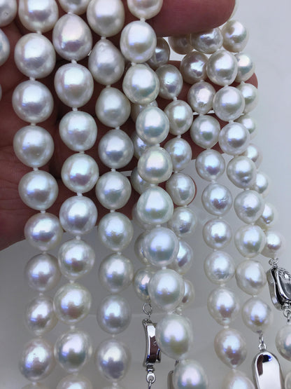 17.5'' AAA 11-13mm white baroque teardrop edison freshwater pearl necklace,NPN1-T30-5