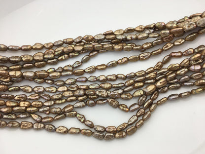 AA 5-6mm browntoothpick Biwa Pearl Necklace,Genuine Fresh Water Pearl,Wedding Necklace,Mothers Day,ZS-80-10-23