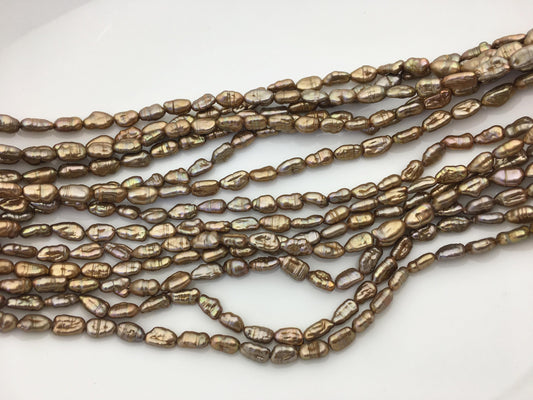 AA 5-6mm browntoothpick Biwa Pearl Necklace,Genuine Fresh Water Pearl,Wedding Necklace,Mothers Day,ZS-80-10-23