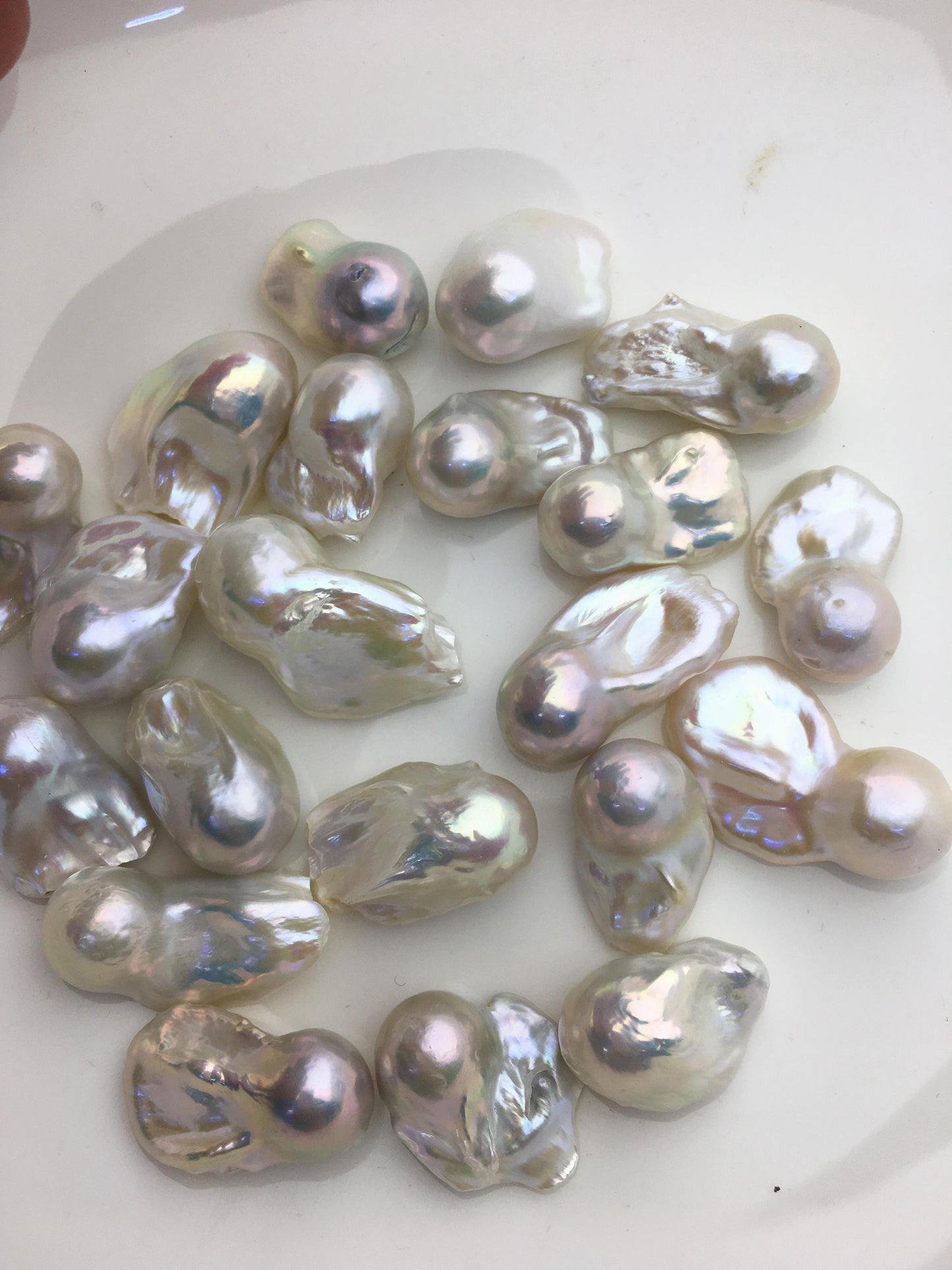 10pcs A+ 13-15mm White Flame ball Pearl - no hole,FL15-T5