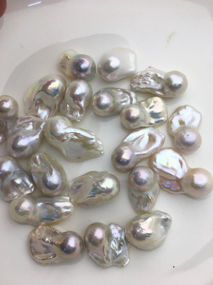 10pcs A+ 13-15mm White Flame ball Pearl - no hole,FL15-T5