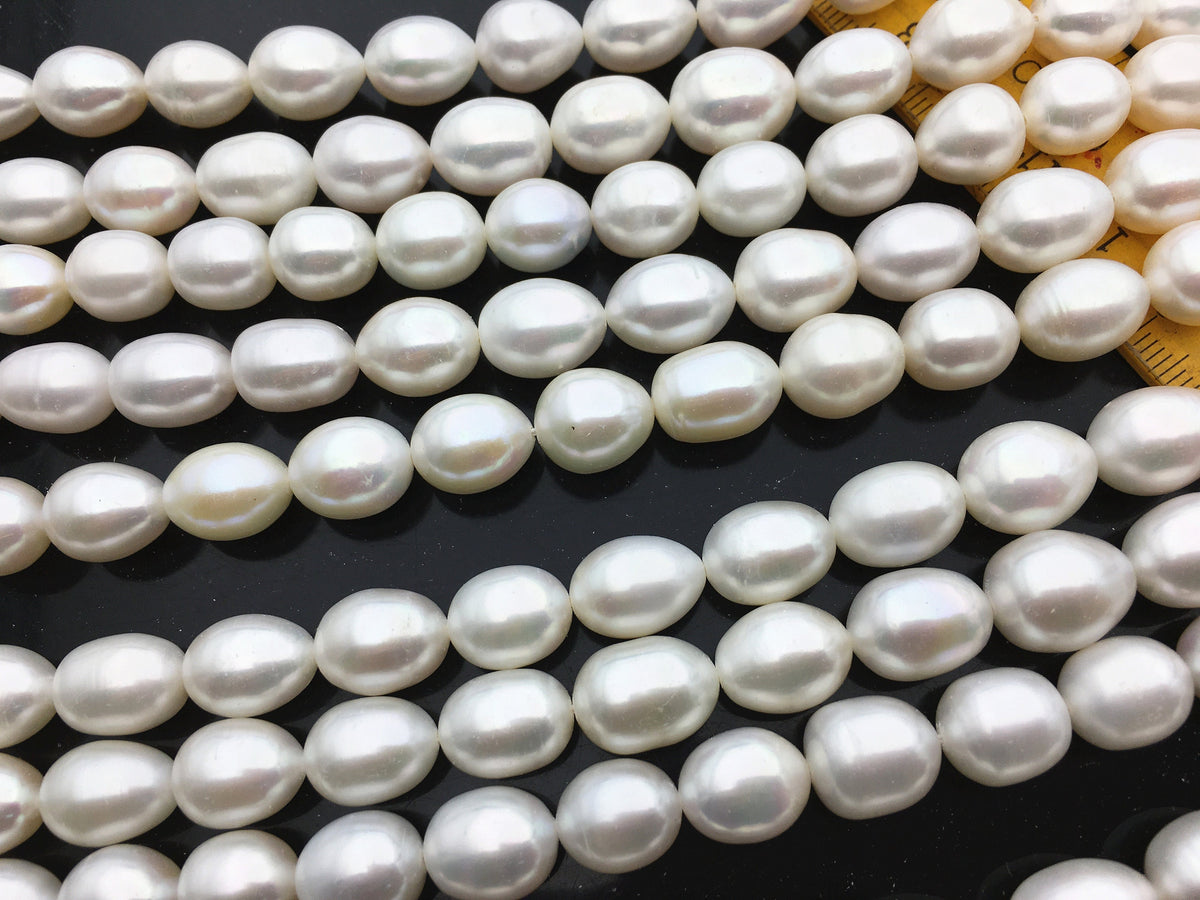 AA+ 9.4-10.4mm*11.5-13mm Oval Freshwater pearls,diy pearl beads,white rice pearl,LR10-2A-7