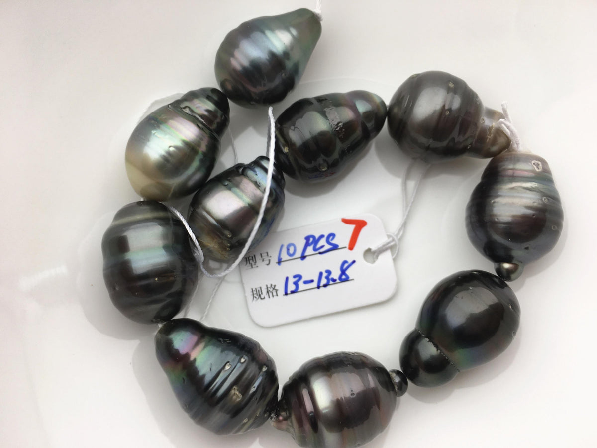 10pcs 13-15mm Gray Black Green Drop tahitian pearl,TH12-2A-13-90