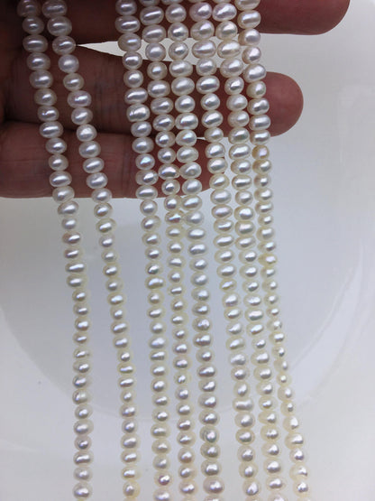 AAA 4.5-5mm tiny white button round pearls,full strand,Rondelle pearl Beads,white freshwater pearl,loose strands,SM4-3A-42