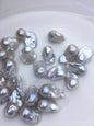 10pcs AAA 14-17mm Big White Flame ball Pearl - 0.9mm top half hole,FL15-T4-42