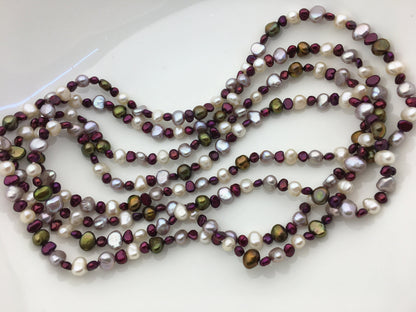 64'' AAA 3-6mm misc color nugget pearl Necklace,NPN1-121