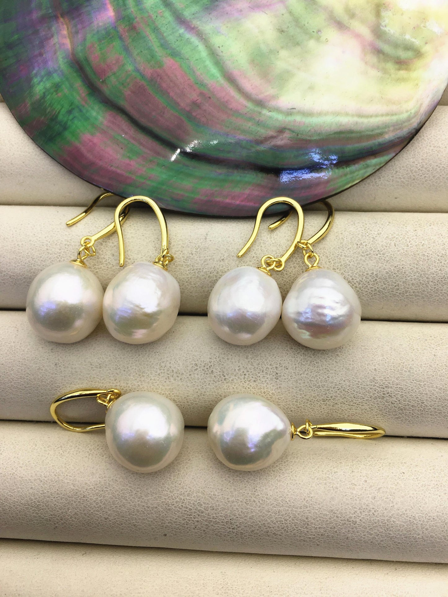 1 pair AAA 12-13mm white drop edison pearl dangle earrings,Gold S925 Sterling Sliver earrings,wedding pearl earrings,SE3-T9-25