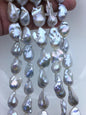 15.5'' AAA 13-17mm Natural Gray flame ball freshwater pearl,FL15-3A-7-41