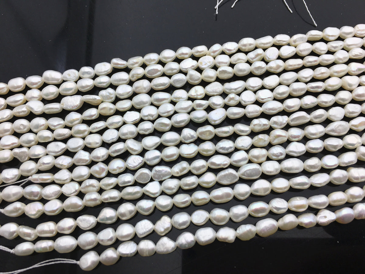 AA+ 5-6mm white nugget freshwater pearls,irregular nugget freshwater pearl strand,cheap price,pearl factory china,LM5-2A-2