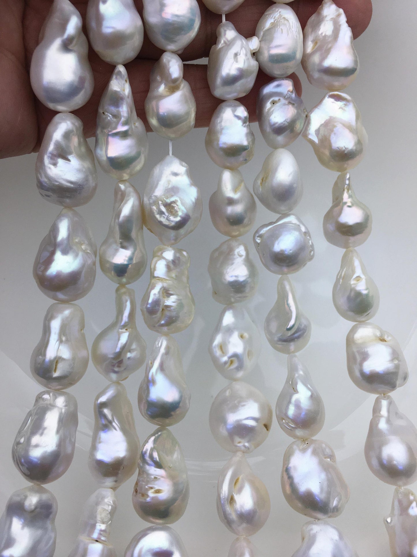 15.5'' A+ 13-17mm white flame ball pearl,FL15-2A-5-85