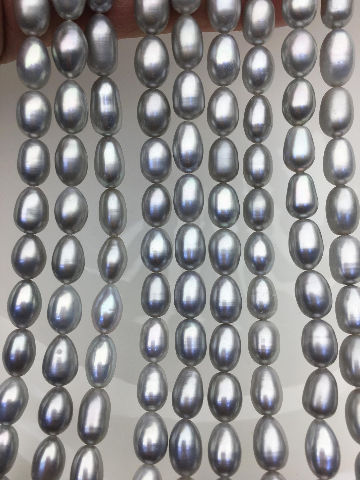 AAA 6.3-7x11-12mm gray long rice freshwater pearls,LR7-T3