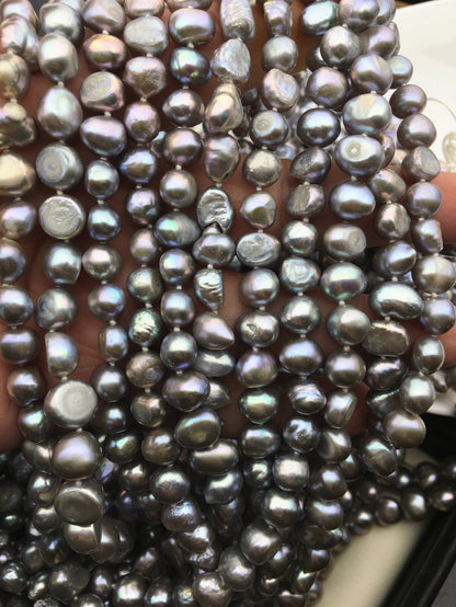 34inches AA 8-9mm gray nugget pearl Necklace,Wedding Necklace,Mothers Day,Happiness,wholesale,NPN1-067