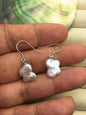 AAA 11-12mm white Butterfly pearl dange earrings,sterling silver,earring with white baroque Natural Pearl,SE3-T7