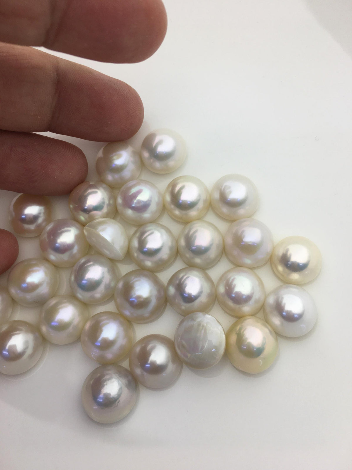 13pcs AAA 12-13mm white Baroque Mabe Freshwater Pearls,no hole,MB-T67