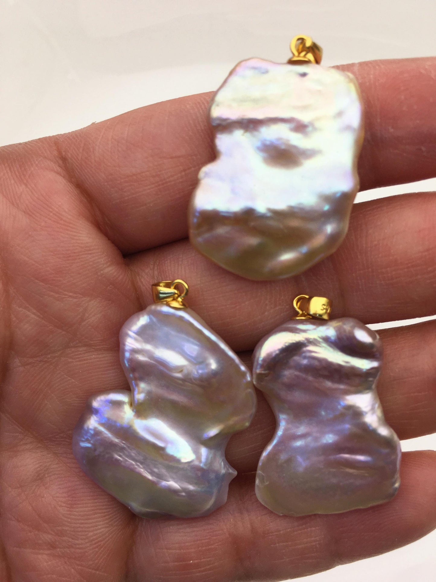 1pc AAA 18-23mm Big Purple Keshi freshwater pearl pendant,sterling silver,NC1-T19
