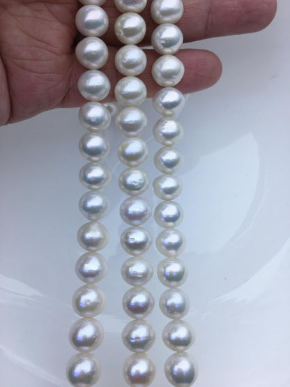 AA+ 9-11mm white button freshwater pearls,full strand,Rondelle pearl Beads,loose freshwater pearl,SM10-T1