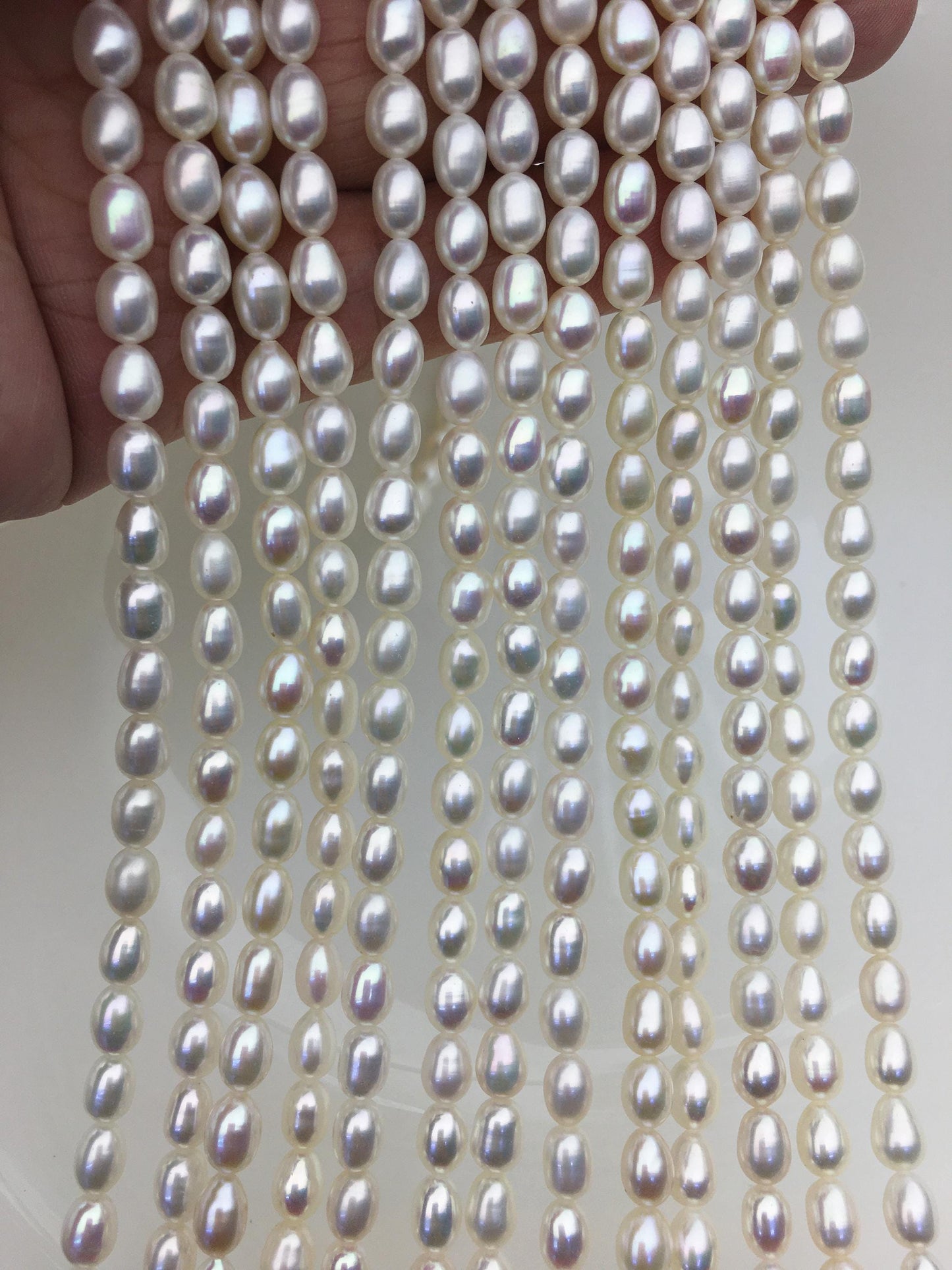 AAA 5-6mm*6-7.5mm white rice freshwater pearls,Freshwater Pearl oval Beads,LR5-3A-52