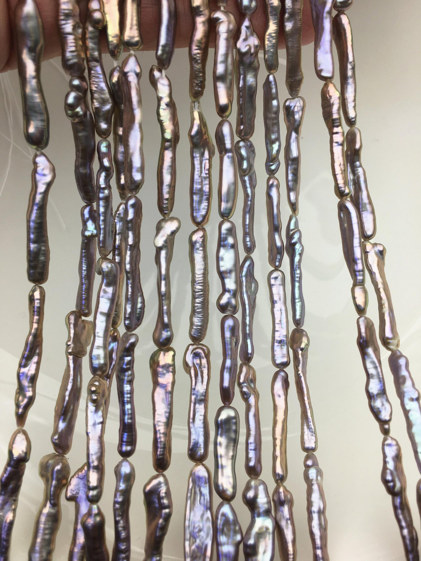 15.5'' AAA 4-7mm gray rainbow Toothpick pearls,ZS-80-27