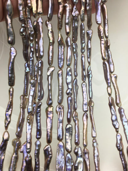 15.5'' AAA 4-7mm gray rainbow Toothpick pearls,ZS-80-27