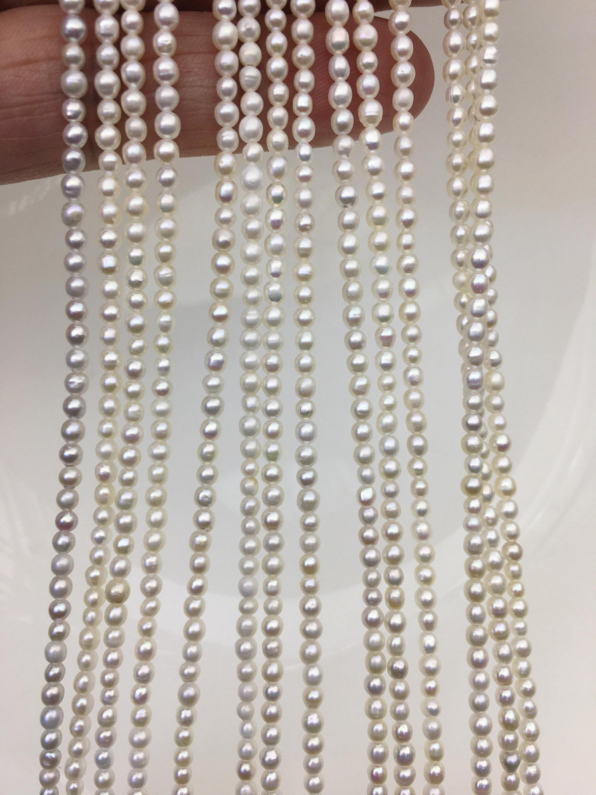 AA 2.2-2.8x3-4mm white oval rice pearls,genuine pearl,Cultured pearl,diy pearl beads,LR2-2A-2