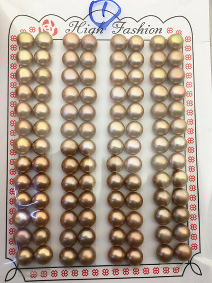 52pairs AAA 6.5-7mm Brown Button Round pearls pairs,for design for stud earrings,BTN6-T1