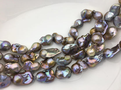 15.5'' AAA 13-17mm gray bronze rainbow flame ball pearl,FL15-3A-7-38