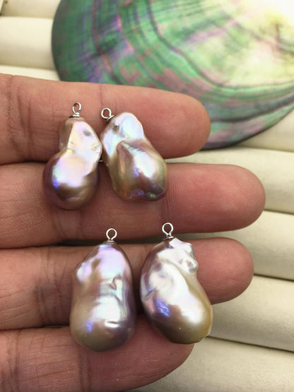 2 pairs AAA 13-17mm Purple Flameball Pearl Pairs - large Baroque freshwater pearl pairs,FL15-3A-14