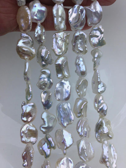 AA+ 11-13mm white long keshi Pearl Necklace,brown Pearl necklace,Genuine Fresh Water Pearl,Wedding Necklace,ZS-200-101