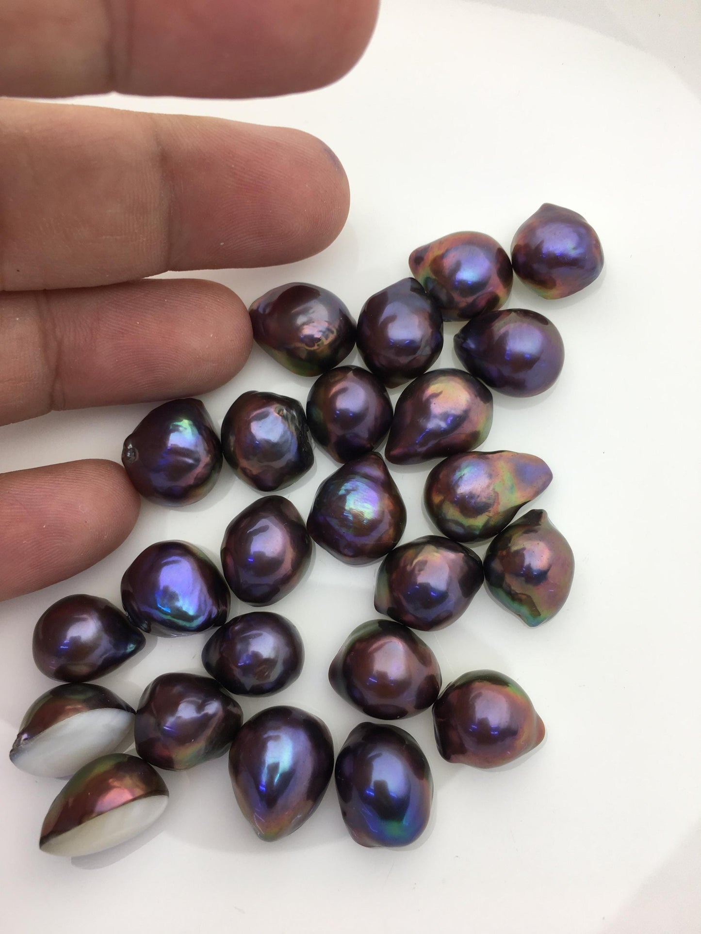 24pcs AAA 11-14mm Black Rainbow Baroque Freshwater Mabe Natural Rainbow Freshwater Pearls,no hole,MB-T12
