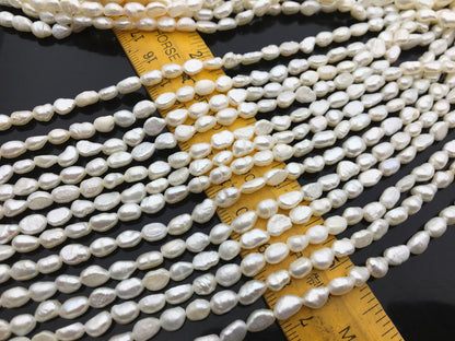 20% OFF 5 strands AA 3.5-4mm white nugget freshwater pearls,irregular nugget freshwater pearl strand,pearl factory china,LM3-2A-3