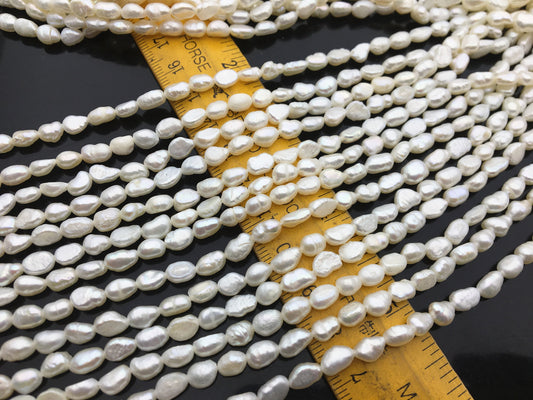20% OFF 5 strands AA 3.5-4mm white nugget freshwater pearls,irregular nugget freshwater pearl strand,pearl factory china,LM3-2A-3