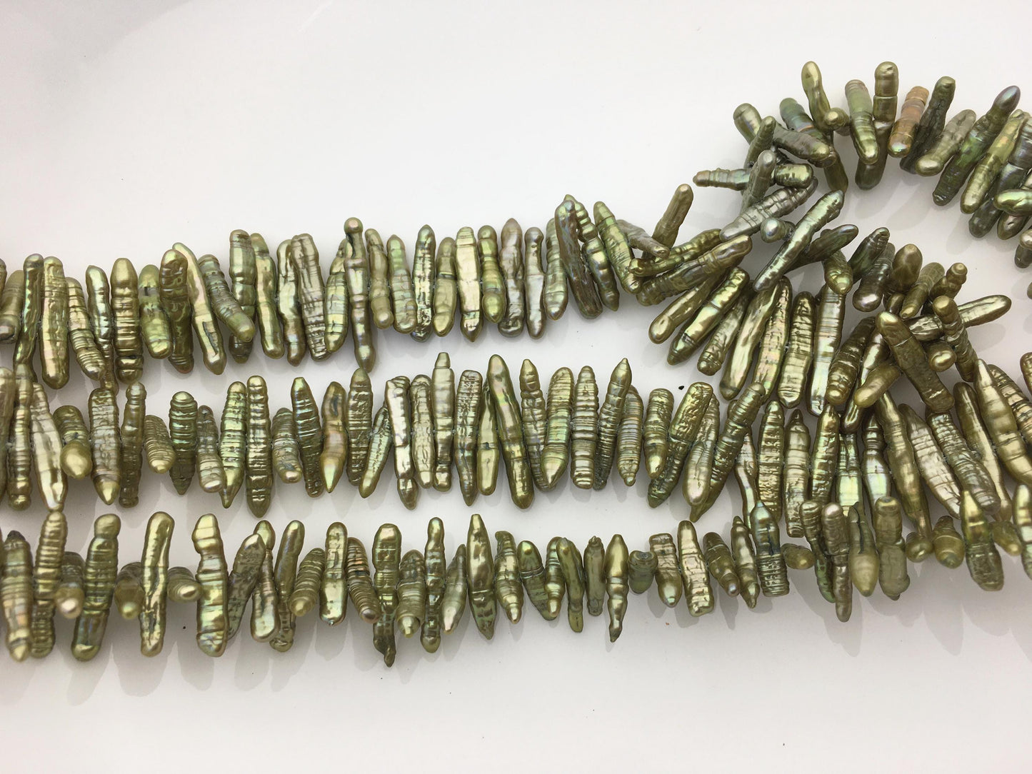 AA 3-4mm green Biwa Pearl Necklace,Genuine Fresh Water Pearl,Wedding Necklace,Mothers Day,ZS-80-10-30