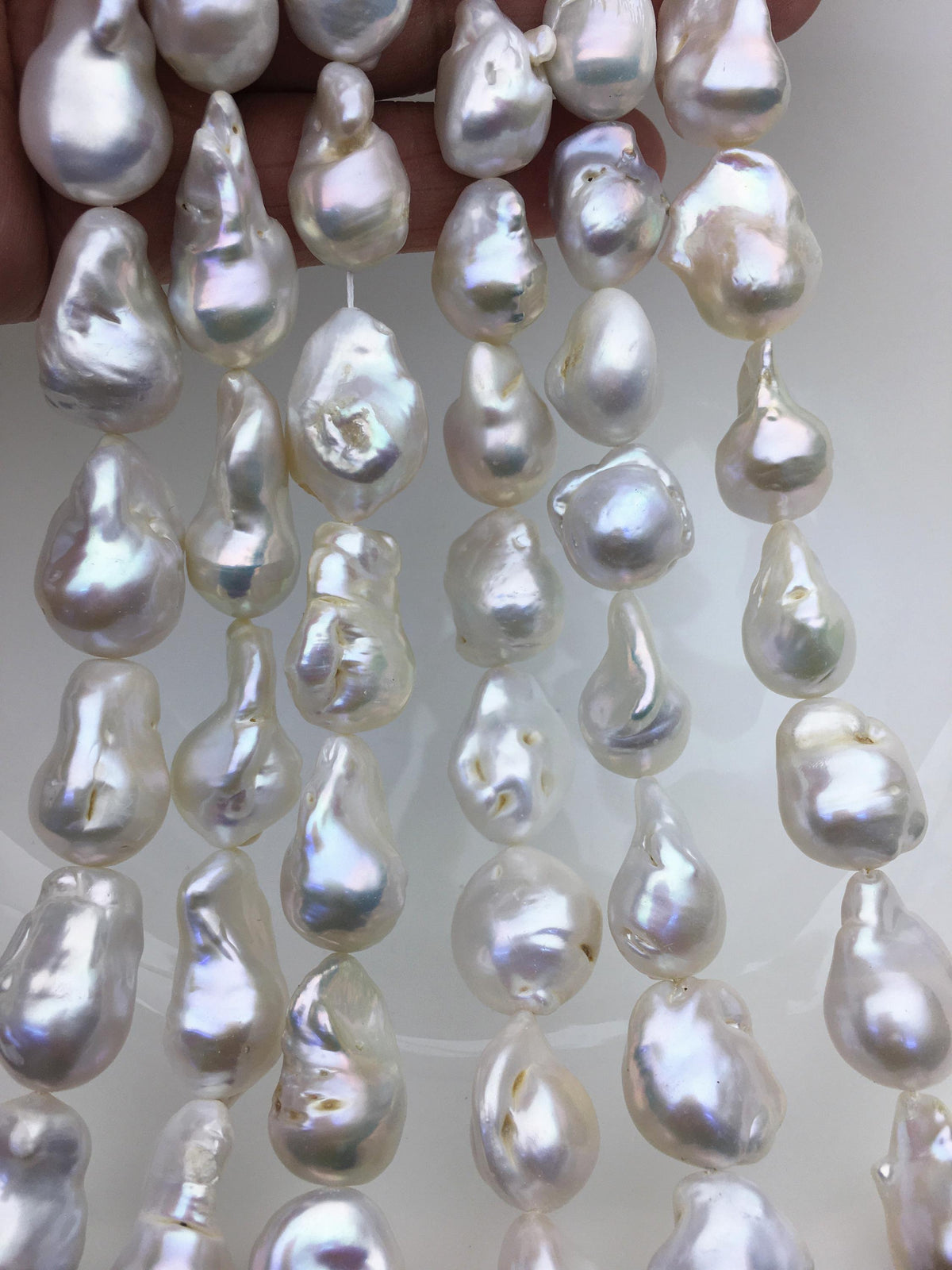 15.5'' A+ 13-17mm white flame ball pearl,FL15-2A-5-85