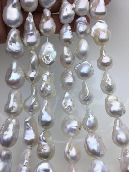 15.5'' A+ 13-17mm white flame ball pearl,FL15-2A-5-85