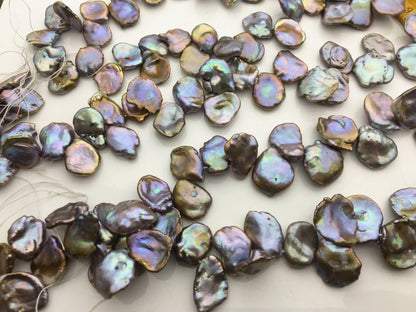 AA+ 12-16x13-17mm Gray Bronze Keshi Pearls,high luster,good quality,wholesale price,baroque pearl,keshi pearl strands,ZS-129-9-7