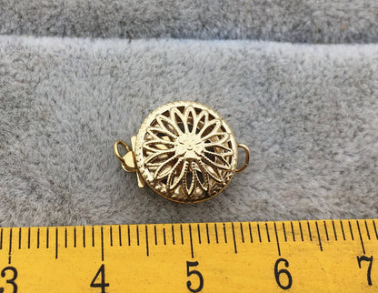 Pearl Clasp, 14k Gold Filled Round Filigree Clasp-12.5mm,wholesale price,AGF-CL-008
