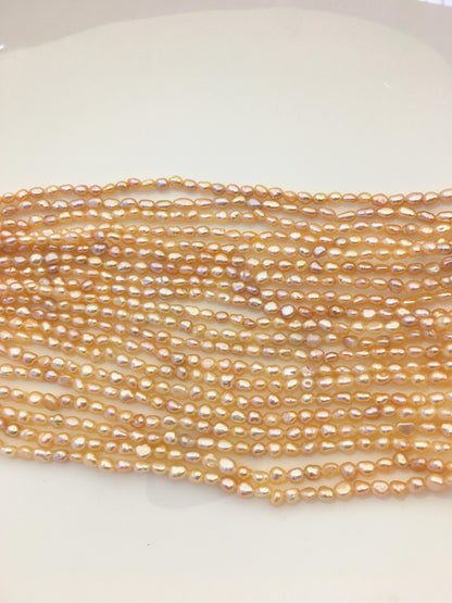 AAA 2.5-3.1mm orange pink nugget seed pearls,irregular nugget freshwater pearl strand,cheap price,pearl factory china,LM2-3A-23
