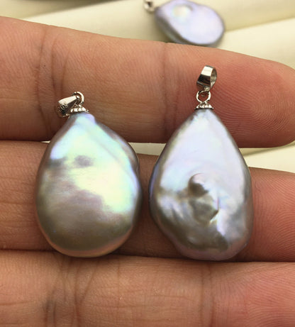 AAA 16-18x20-23mm Big Gray Drop Coin Baroque pearl pendant,NC1-T15