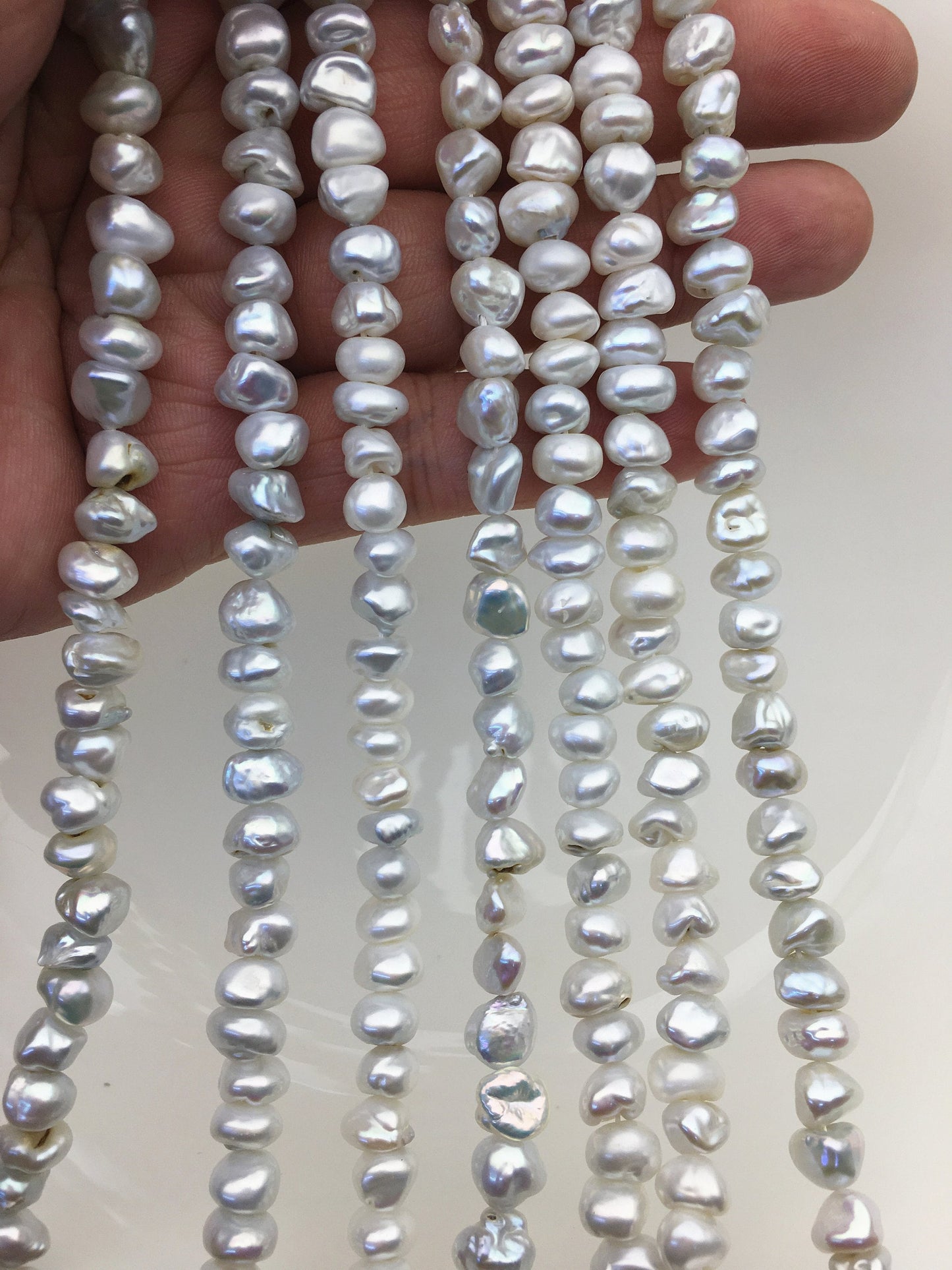 AA+ 7-8mm White Natural Gray Keshi pearls,Center drilled,ZS-128-7