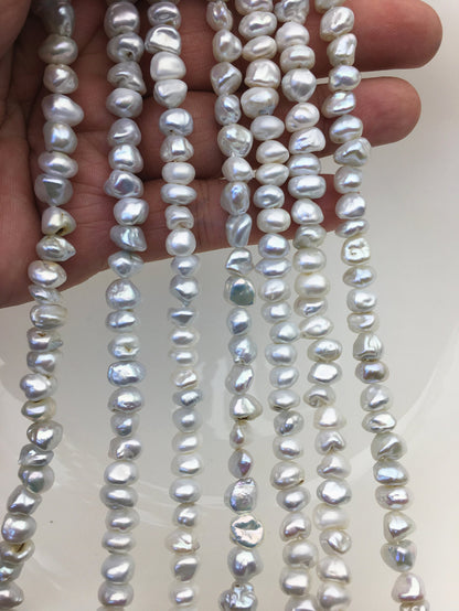 AA+ 7-8mm White Natural Gray Keshi pearls,Center drilled,ZS-128-7