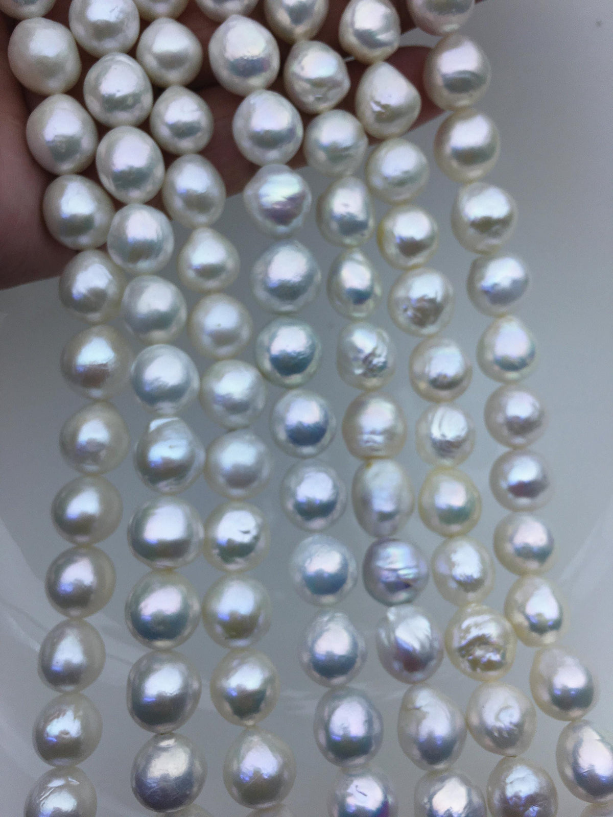 AA+ 11-12mm white baroque near round Edison Freshwater Pearl,ED12-2A-5-17
