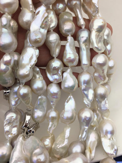 16'' AA+ 11-13mm white long baroque Flame ball freshwater Pearl necklace,genuine freshwater Pearl necklace,NPN1-T63-5