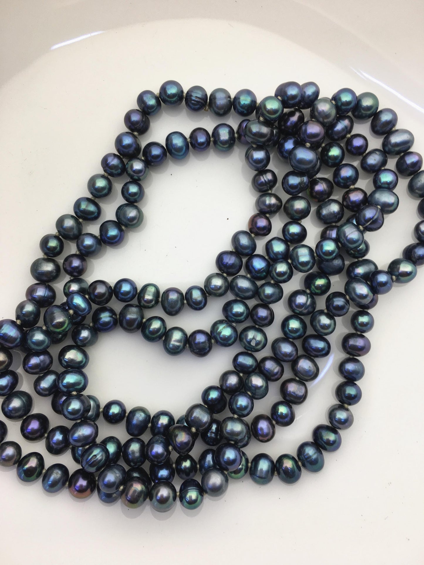 46'' AA+ 6-6.5mm potato black blue pearl Necklace,Pearl necklace,NPN1-T33