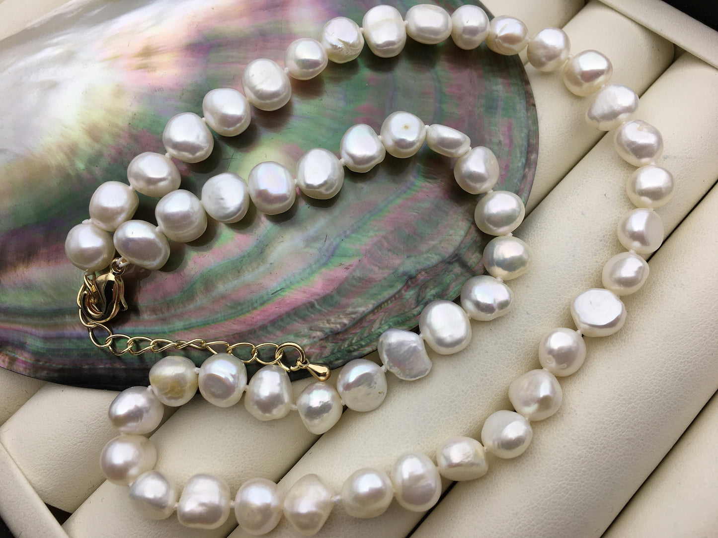 17.5+2'' AA+ 8mm white nugget freshwater pearl necklace,NPN1-051