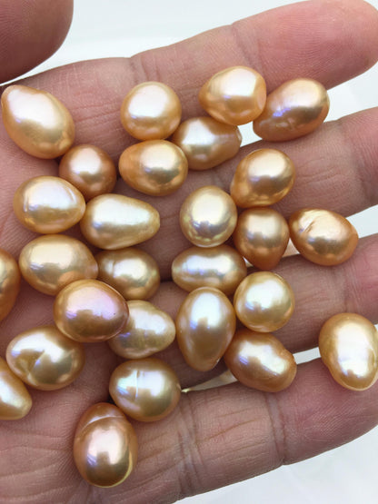 9pcs AAA/AA+ 10-11mm orange long rice Edison Freshwater Pearl,no hole,ED10-3A-2-34